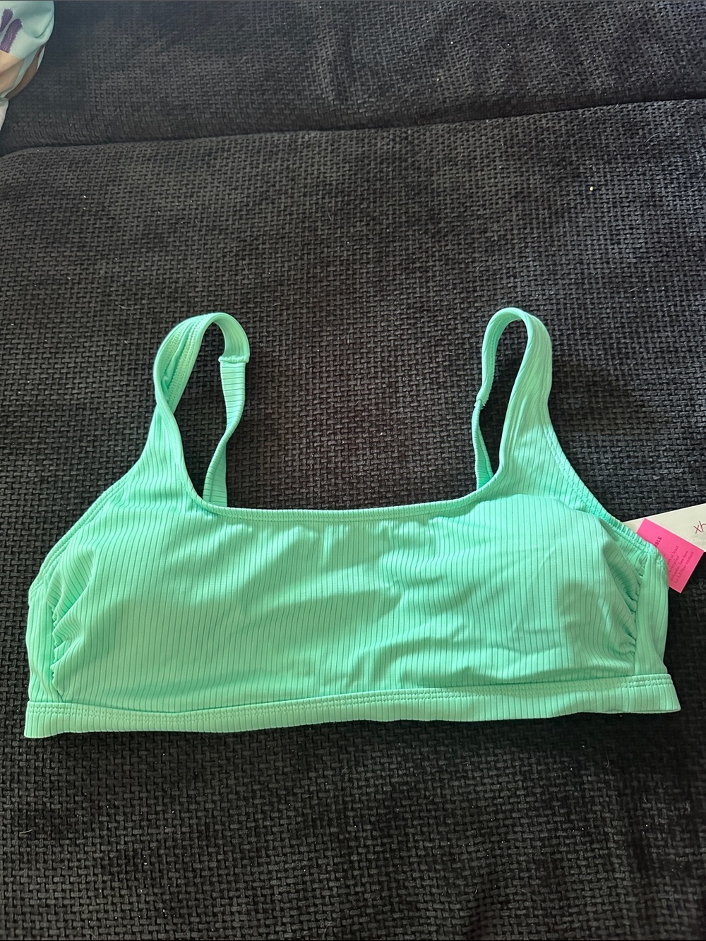 Xhilaration Mint Green Ribbed Bikini Top